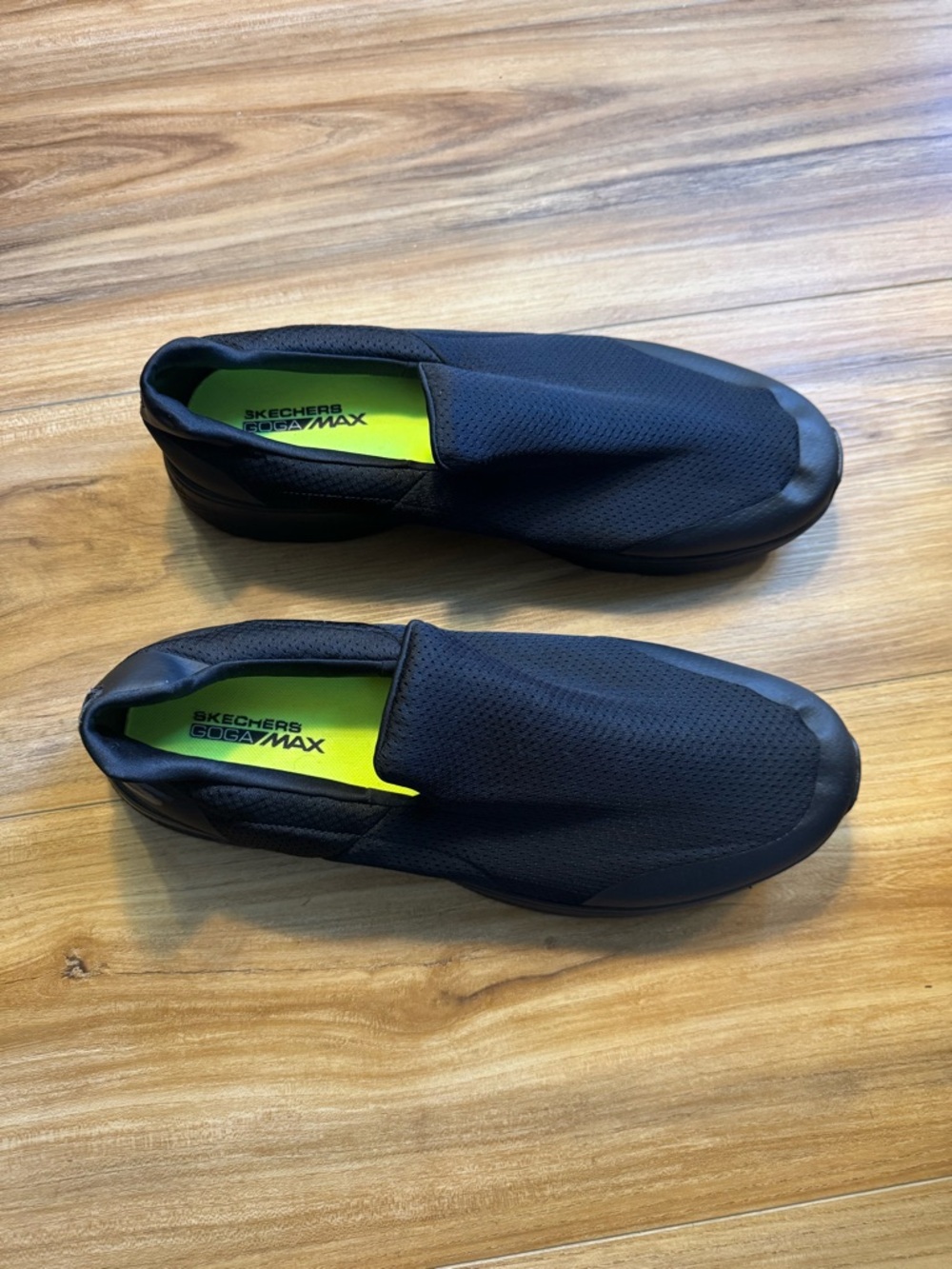 Skechers Men's Black Slip-On Athletic Shoes with Neon Yellow Insole